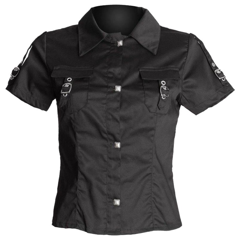 Women Short sleeve Black Gothic shirt 